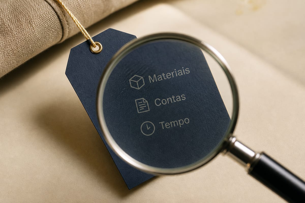 Etiqueta de preço com gastos escondidos atrás do valor, ilustrando como checar o preço do MEI